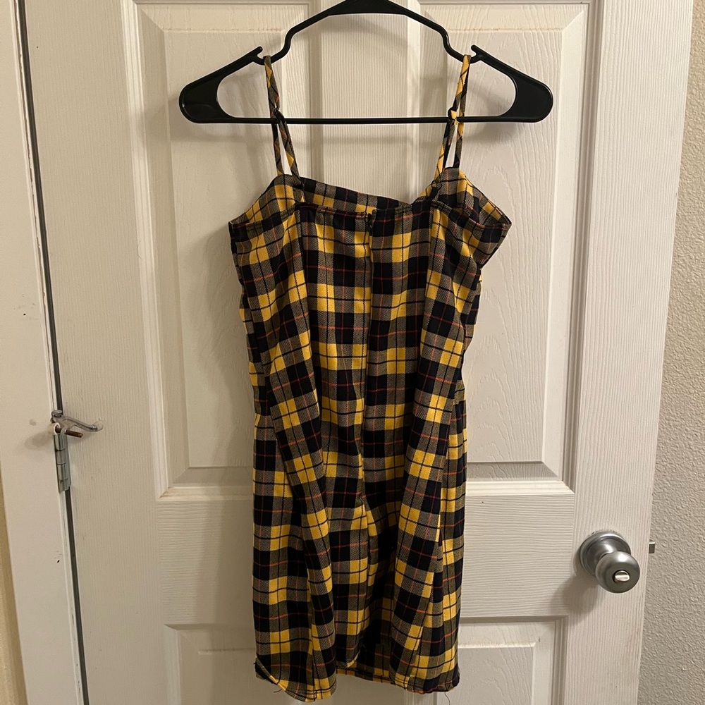 Yellow plaid dress